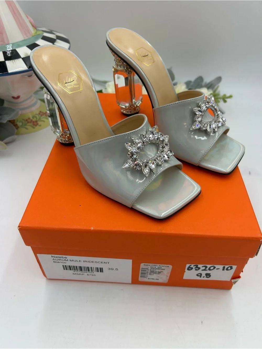 Women's NALEBE AURUM iridescent mules size 39.5 made in Italy